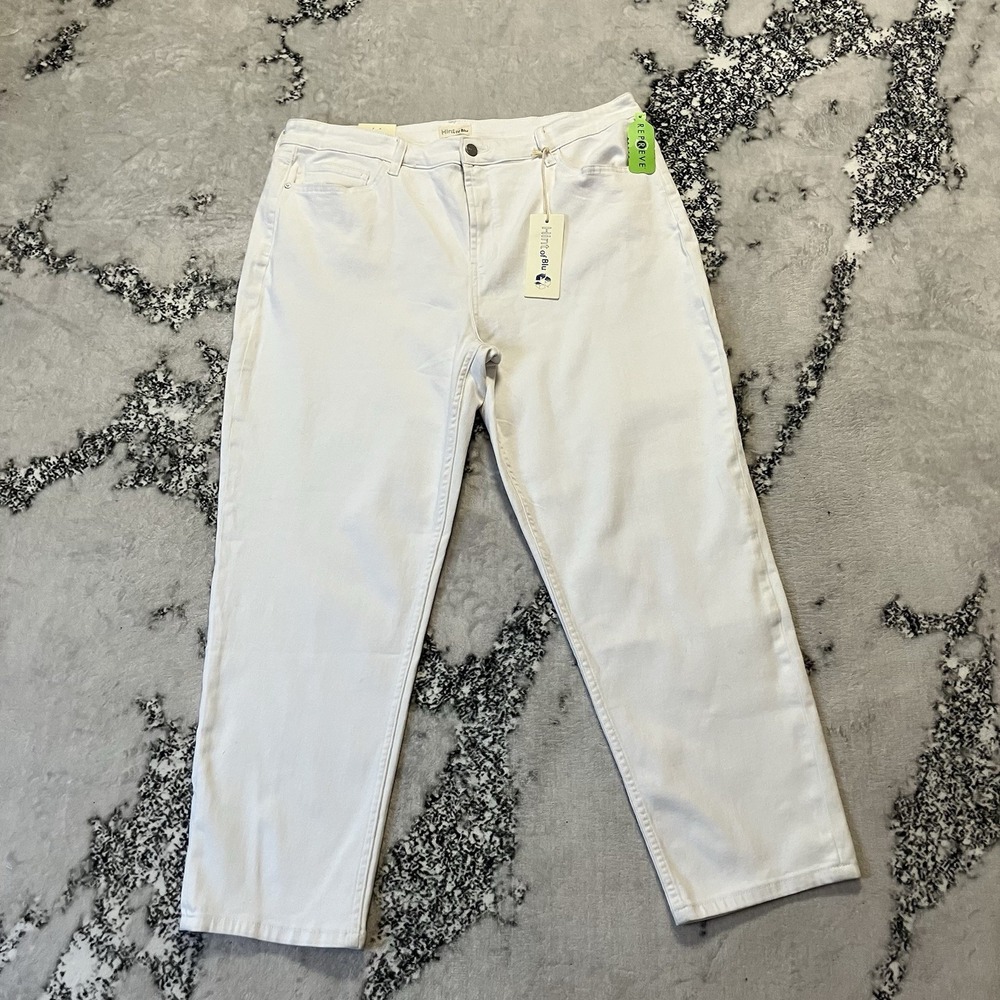 Hint‎ of Blue Jeans Womens Size 34 Cloud White Clever Straight Leg High Rise